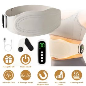 Portable Cordless EMS Heating Pad Massager 8 Customizable Modes,19 Intensity Levels,3 Heating Settings,Magnetic Detachable Host,Perfect Gift for (Option: Grey)