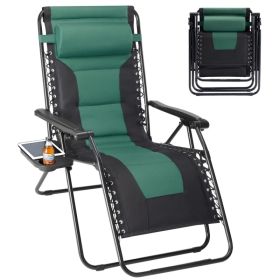Sleeve-encased zero-gravity chair, heavy-duty outdoor recliner, foldable anti-gravity outdoor leisure chair (Option: black green)