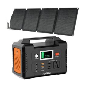 200W Portable Power Station;  FlashFish 40800mAh Solar Generator with 60W 18V ETFE Portable Solar Panel;  Flashfish Foldable Solar Charger (Option: E200+YSP60)