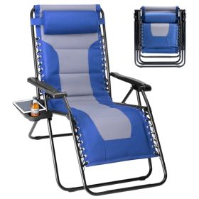 Sleeve-encased zero-gravity chair, heavy-duty outdoor recliner, foldable anti-gravity outdoor leisure chair (Option: blue grey)