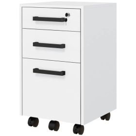 Lockable Vertical File Cabinet with Lock, 3 Drawer Filing Cabinet with Hanging Bars for Letter and A4 Size, White (Option: White)