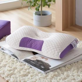 2pcs Knitted SPA Massage Neck Pillow, Cervical Orthopedic Neck Pillow, Soft, Adjustable Ergonomic Contour Support Pillow, Pillow Core, Removable (Option: Purple)