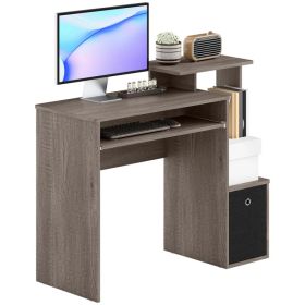 Computer Desk with Sliding Keyboard Tray Storage Drawer Shelf Home Office Workstation Grey (Option: Grey)