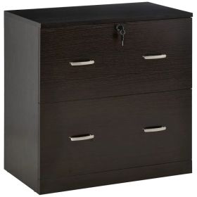 2 Drawer File Cabinet with Lock, Office Filing Cabinet, Hanging Bar for Letter Size, Home Office, Espresso (Option: Espresso)