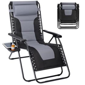 Sleeve-encased zero-gravity chair, heavy-duty outdoor recliner, foldable anti-gravity outdoor leisure chair (Option: black grey)