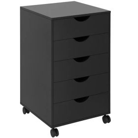 File Cabinet with 5 Drawer Wheels, 15.7" x 15.7" x 26.4", Black (Option: Black)