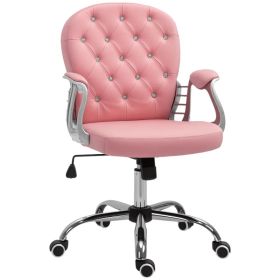 Office Chair, Computer Desk Chair with Adjustable Height and Tufted Back, Pink (Option: Pink)