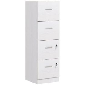 Vertical Filing Cabinet with Lock, 4 Drawer File Cabinet with Adjustable Hanging Bar for A4 and Letter Size, White (Option: White)