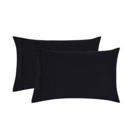2PCS Super Soft Brushed Microfiber Pillowcases, Rich Black Standard Queen Size, Cozy Bedding Covers (Option: Black)