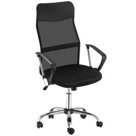 Ergonomic Mesh Office Chair, High Back Computer Desk Chair with Adjustable Height, Tilt Function, Armrest, 360° Swivel for Home Office, Black (Option: Black)