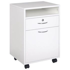 24" Vertical Filing Cabinet with Lock, Mobile File Cabinet with Wheels, Storage Office Cabinet with Drawer, White (Option: White)
