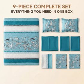 Surprise Room Makeover! 9-Piece Mystery Bedding & Curtain Bundle, Choose Your Size - Random Color/Pattern Quilted Bedspread Set with Light Filter (Option: Surprise-KING)