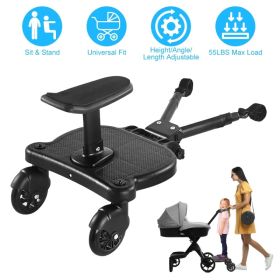 2026 New-Universal Stroller Board ,Multi-Angle Adjustable Stroller Board with 360° Swivel Wheels, Sit & Stand Universal Stroller Accessory with S (Option: Black)