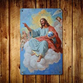 1pc Vintage Dancing With Angels Metal Tin Sign, Divine Blue Sky 2D Flat Art (Option: Tin)