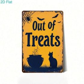 Halloween Metal Tin Sign Spooky Cat Bat Spider, Vintage Retro 2D Flat Decor (Option: Tin)