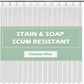 Crystal Clear Shower Curtain Liner PEVA Waterproof Bath Curtain, No Chemical Smell, 3 Weighted Magnets, Durable With Rustproof Metal Grommets (Option: White)