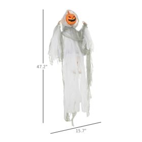 Halloween Hanging Pumpkin Ghost Decoration Sound Activated Creepy Howling Light Up Red Eyes Ghost Prop For Yard Haunted House Decor---Unavailable (Option: A)