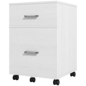 Mobile Filing Cabinet, Vertical File Cabinet with 2 Drawers, Wheels, for Letter or A4 File, White (Option: White)